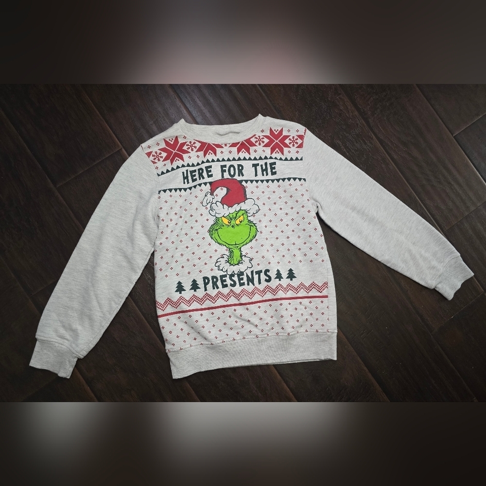 The Grinch Dr Seuss Christmas Pullover Kids Crewneck Sweater Medium
